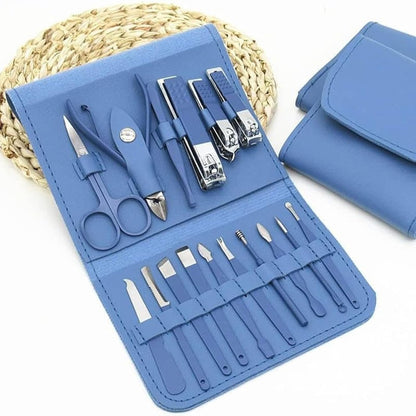 16-Piece Manicure & Pedicure Nail Kit | Professional Grooming Set with Leather Case | Nail Clippers, Cuticle Tools & More