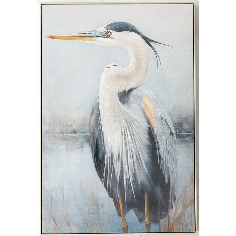 Great Blue Heron Framed Canvas Wall Art B