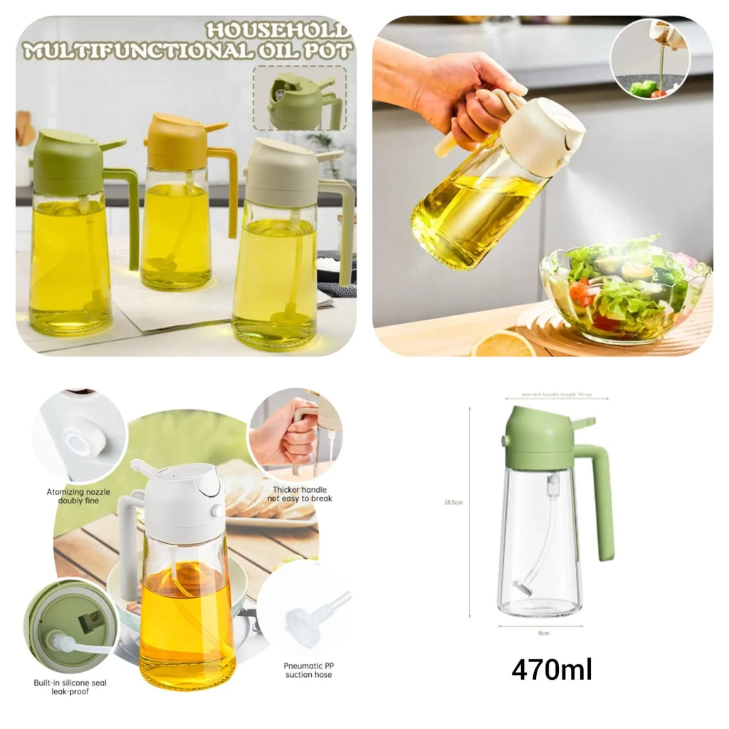 2-in-1 Oil Spray Bottle 380ml | Glass Cooking Oil Spraye