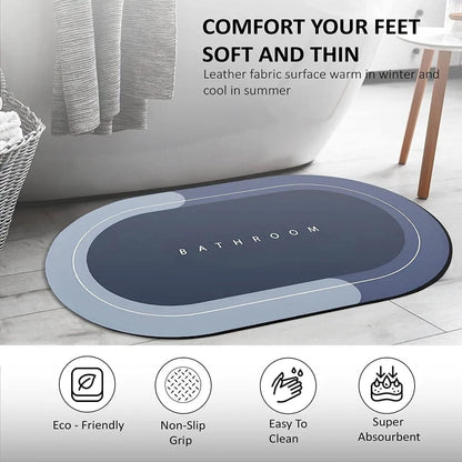 2PC Anti-Slip Bathroom Mat – Fast Drying Water Absorbent Floor Mat