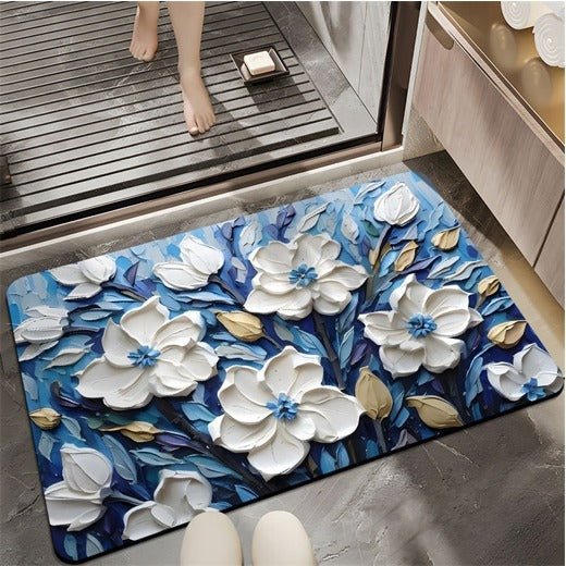 2PC Anti‑Slip Flower Design Bathroom Mat – Fast‑Drying, Water‑Absorbent Floor Mat