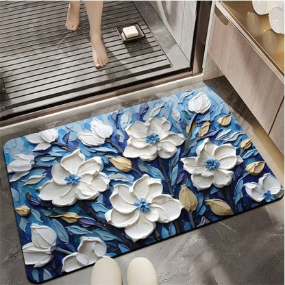 2PC Anti‑Slip Flower Design Bathroom Mat – Fast‑Drying, Water‑Absorbent Floor Mat