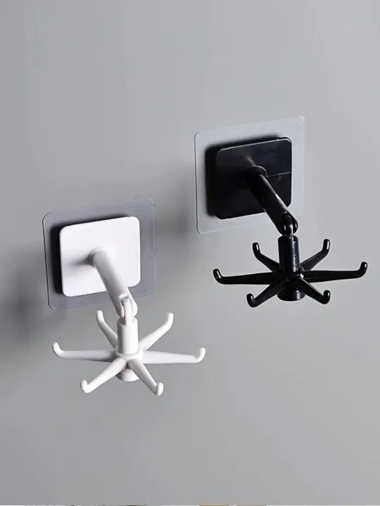 360 Degree Rotating Kitchen Hook Rack – No Drill Six Claw Wall Mounted Hanger