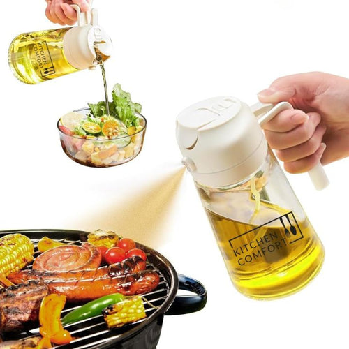 2-in-1 Oil Spray Bottle 380ml | Glass Cooking Oil Spraye