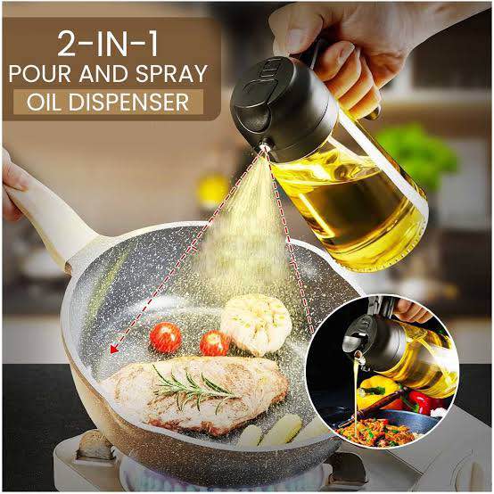 2-in-1 Oil Spray Bottle 380ml | Glass Cooking Oil Spraye